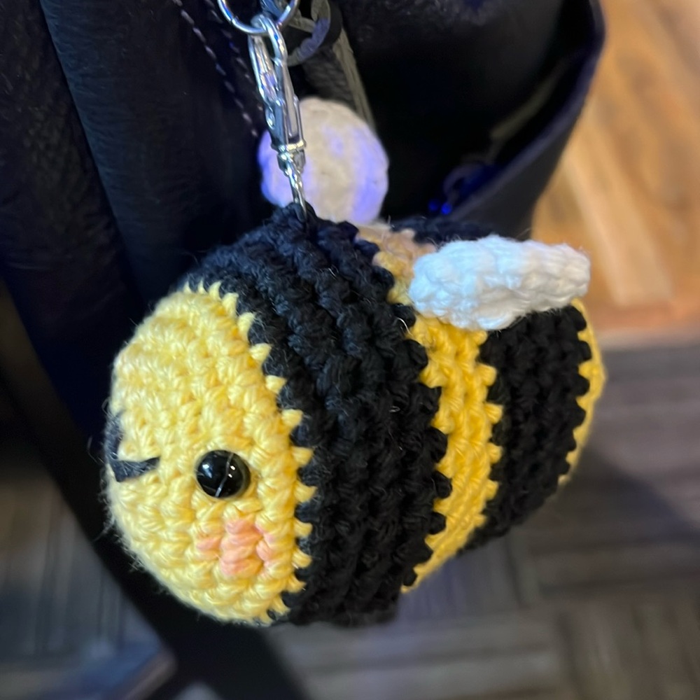 Crocheted Bumblebee Bag Charm or Keychain